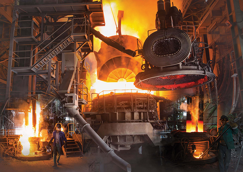 Heavy-duty industrial induction furnace melting stage requiring active harmonic filters to mitigate volatile current spikes and safeguard nearby control networks.