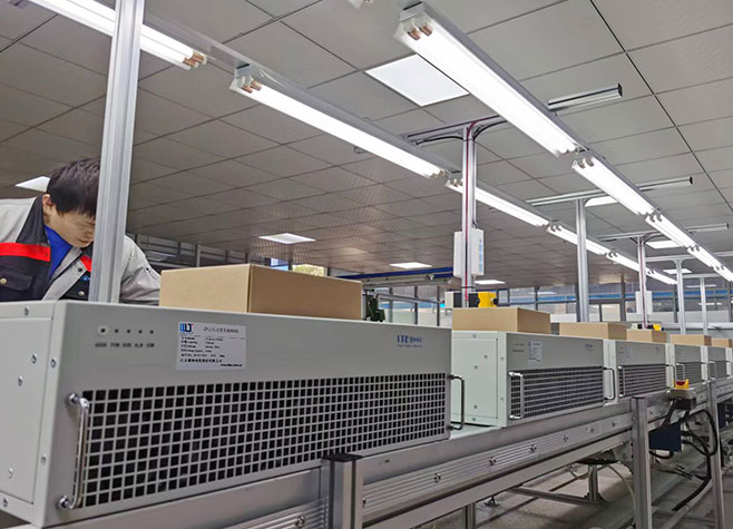 LTECPower solid-state SVG modules featuring a 3-level IGBT inverter layout on a high-precision factory assembly line.