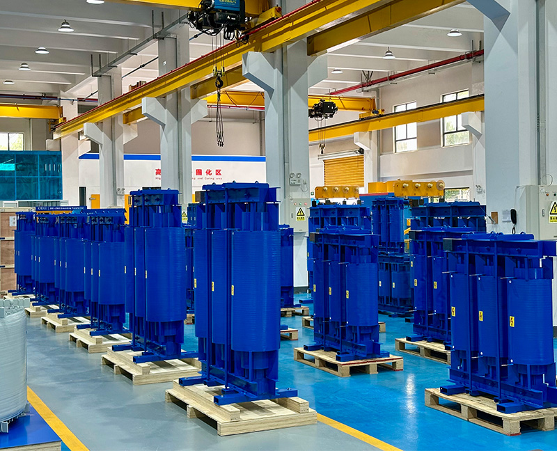 ltecpower modern manufacturing facility showing mass production of medium voltage three-phase harmonic filter reactors