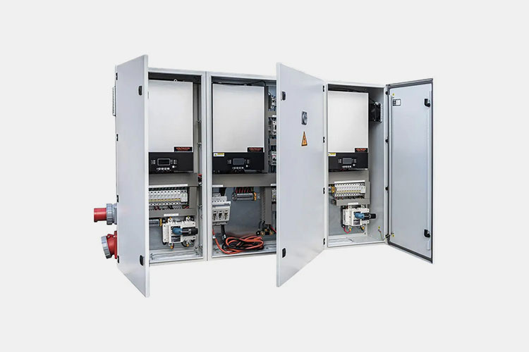 Modern industrial VFD control panels and power electronics housing units for global grid applications.