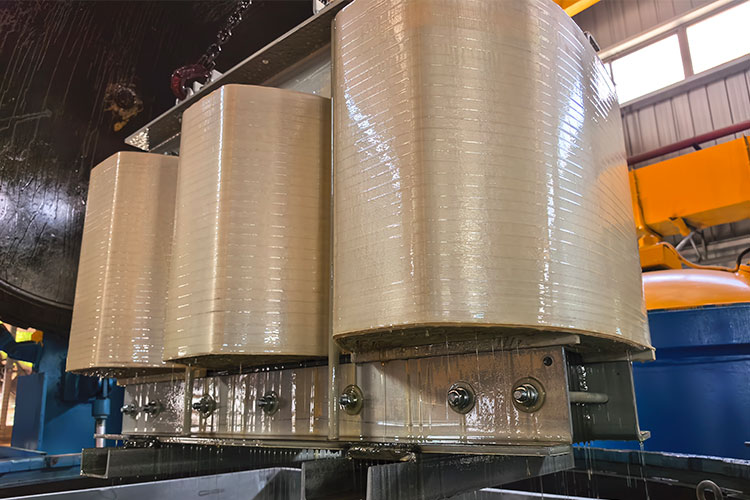 Factory production view of dry-type transformers using VPI insulation technology for harmonic mitigation
