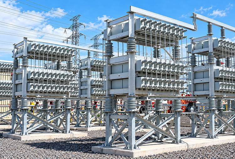 Medium-voltage shunt capacitor bank in a substation
